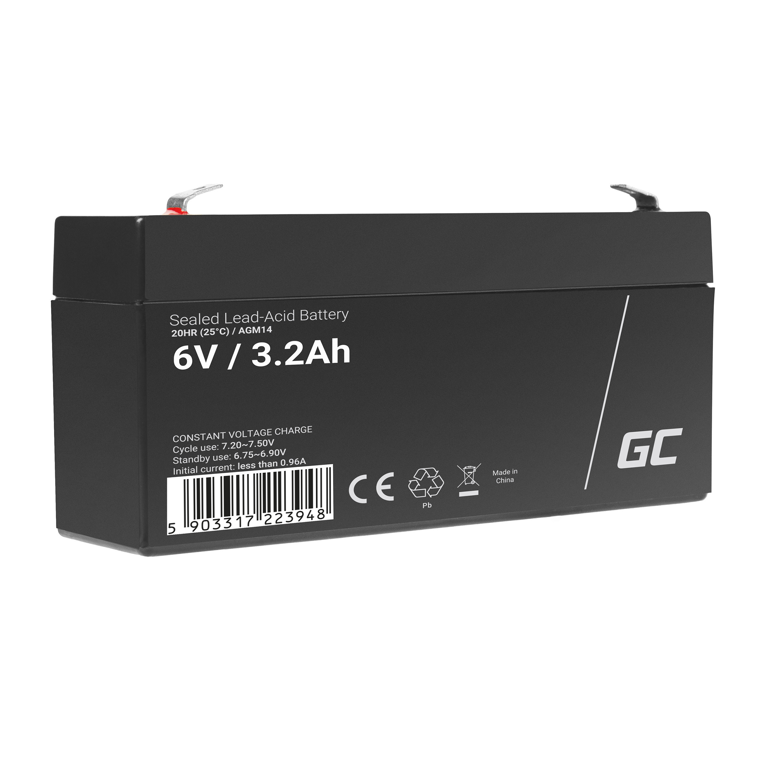 Green Cell-agm-batteri 6V 3.3Ah