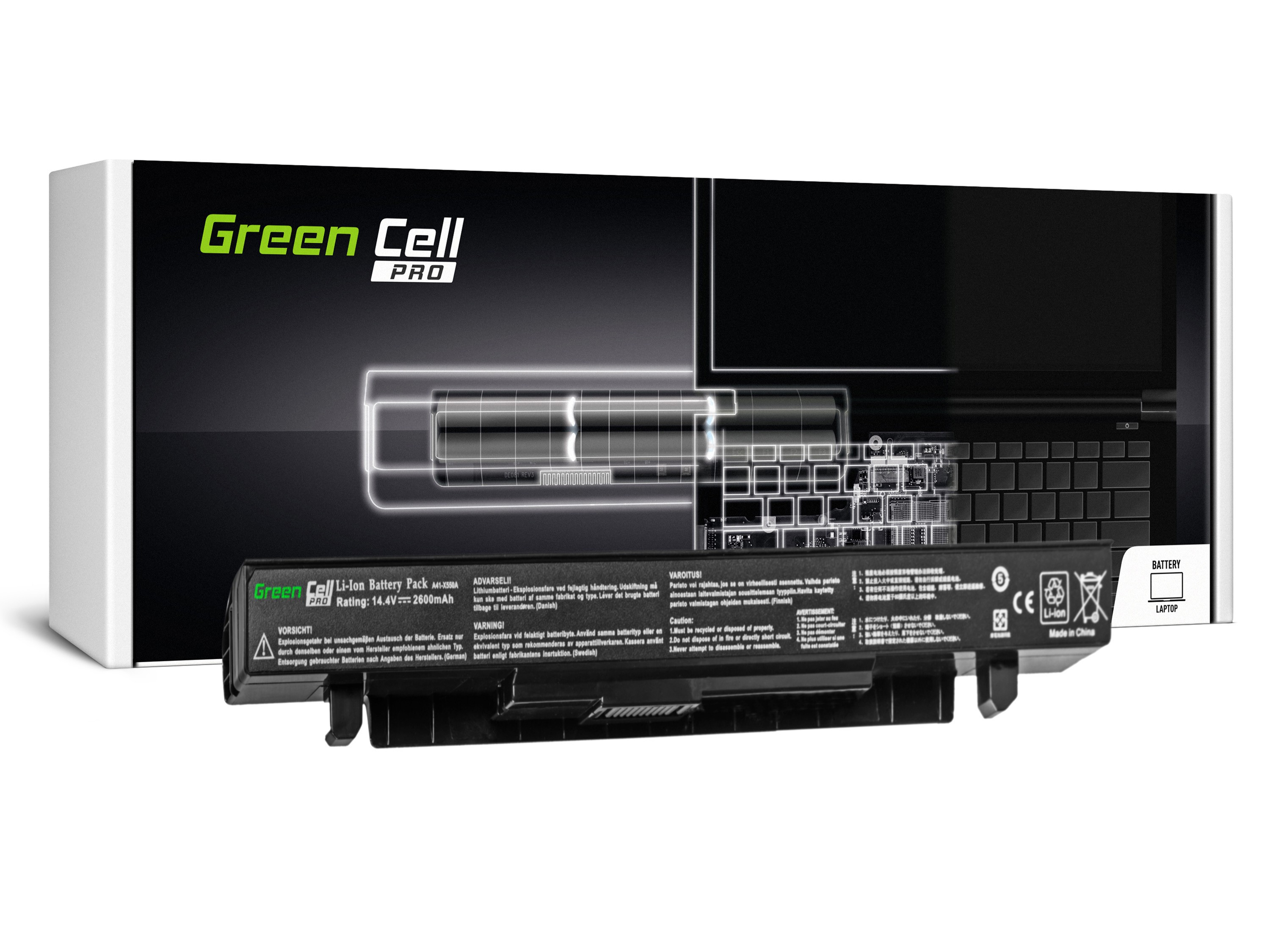 Green Cell PRO Batteri för Asus A450 A550 R510 X550 / 14,4V 2600mAh