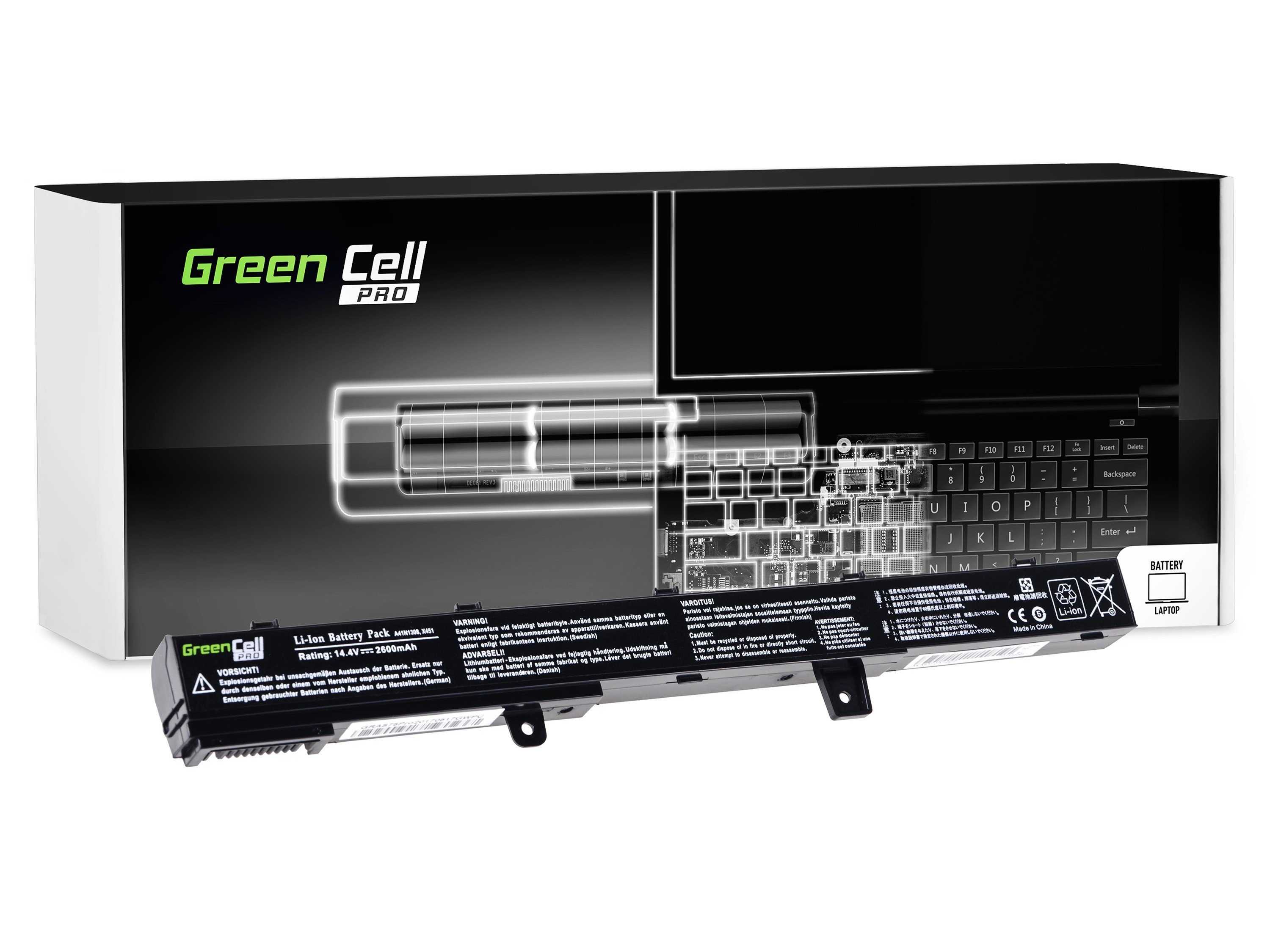 Green Cell PRO Batteri för Asus R508 R556 R509 X551 / 14,4V 2600mAh
