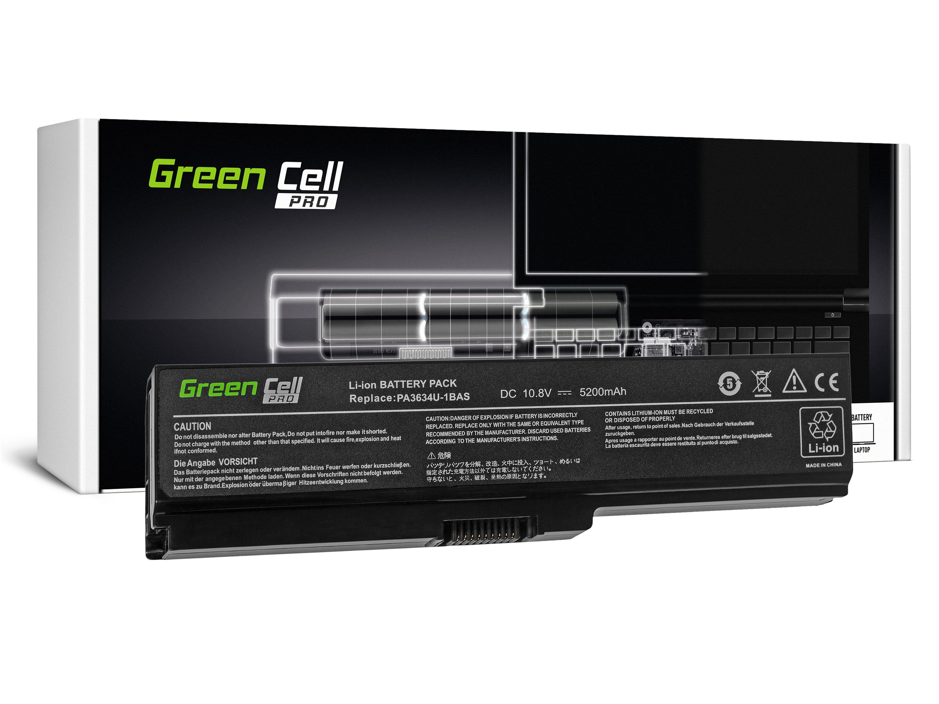 Green Cell PRO-batteri för Toshiba Satellite A660 A665 L650 L650D L655 L670 L670D PA3634U-1BRS / 11,1V 5200mAh