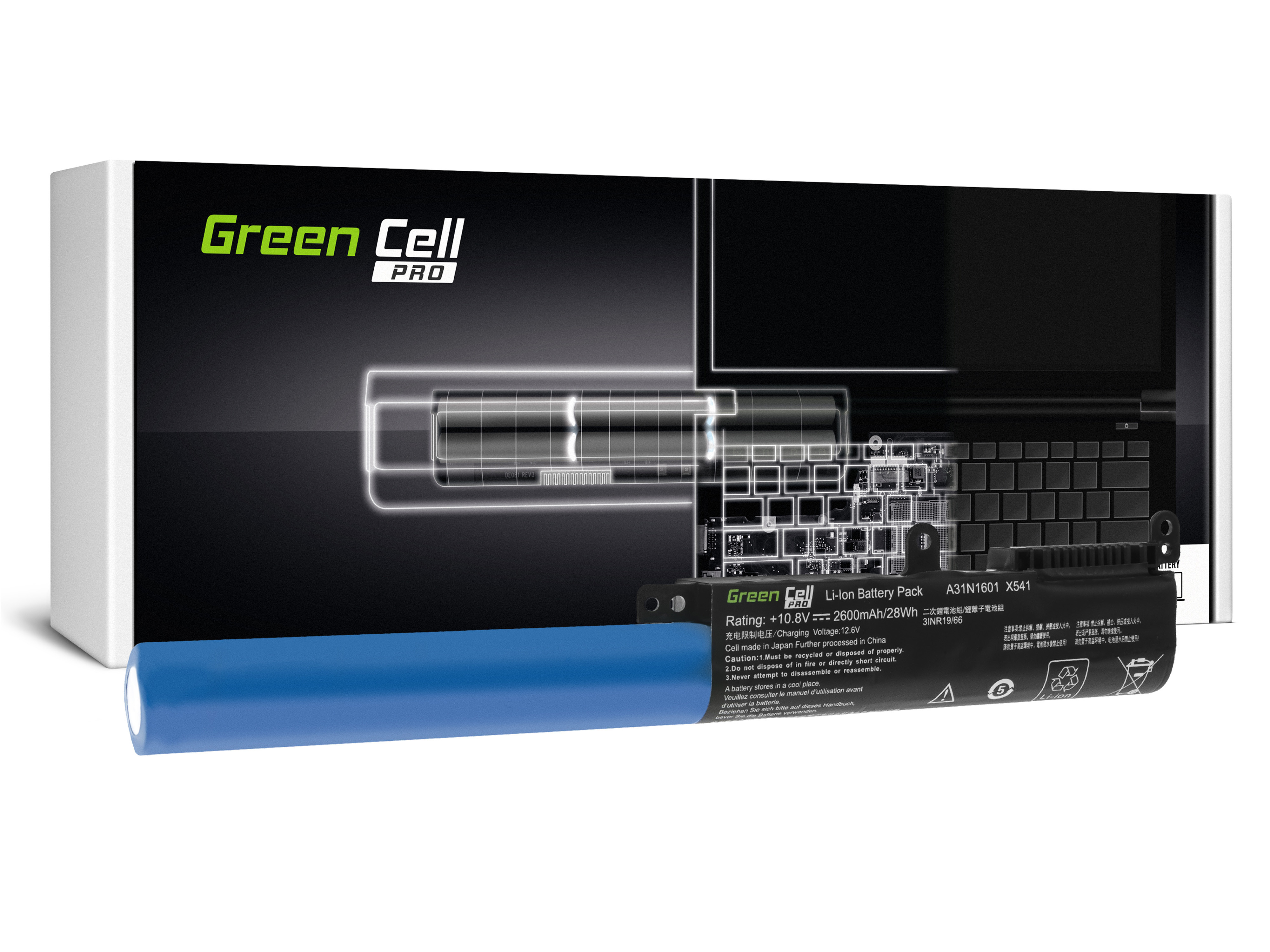 Green Cell PRO-batteri A31N1601 A31LP4Q för Asus R541N R541S R541U Asus Vivobook Max F541N F541U X541N X541S X541U
