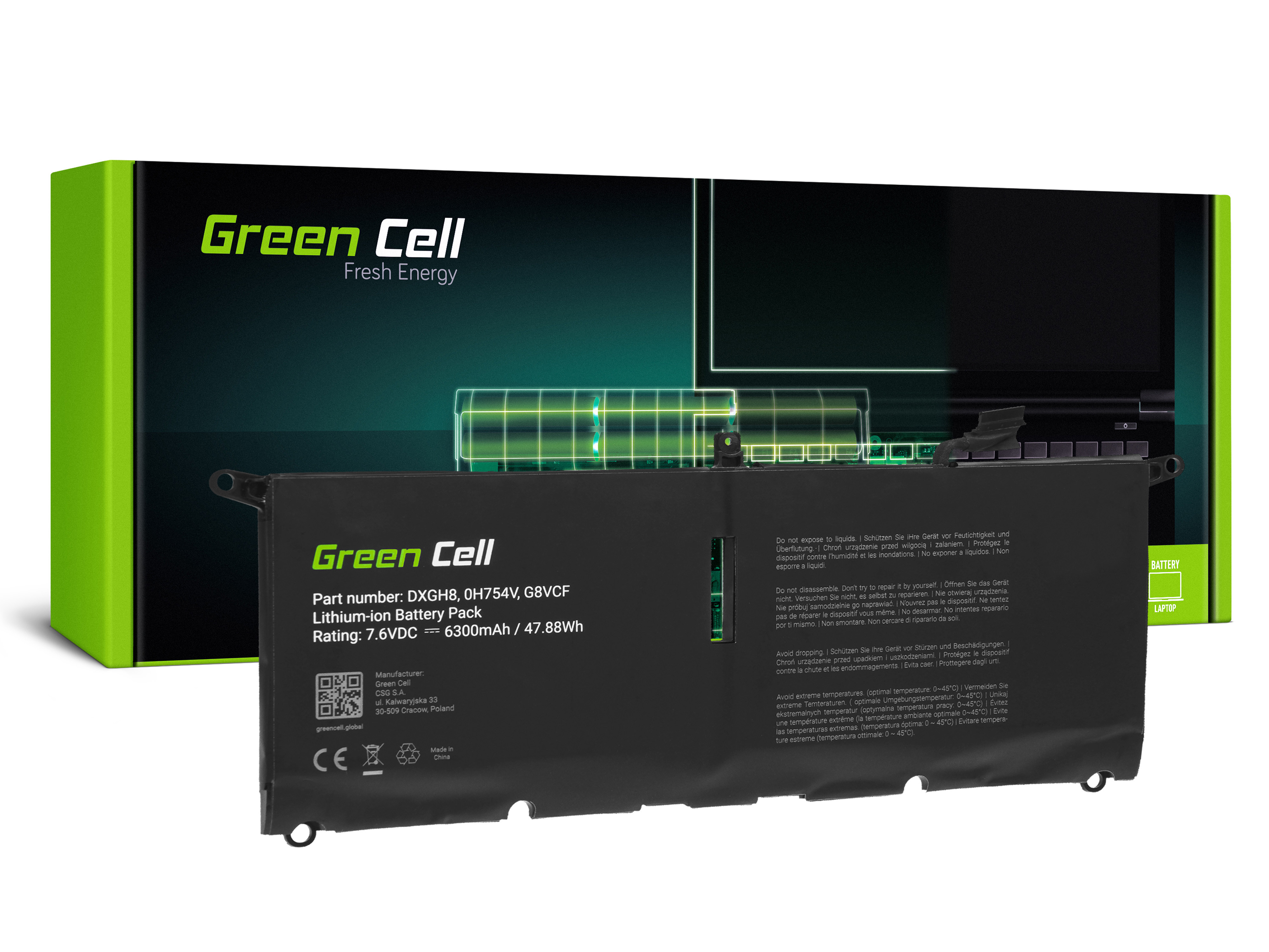 Batteri DXGH8 för Dell XPS 13 9370 9380, Dell Inspiron 13 3301 5390 7390, Dell Vostro 13 5390