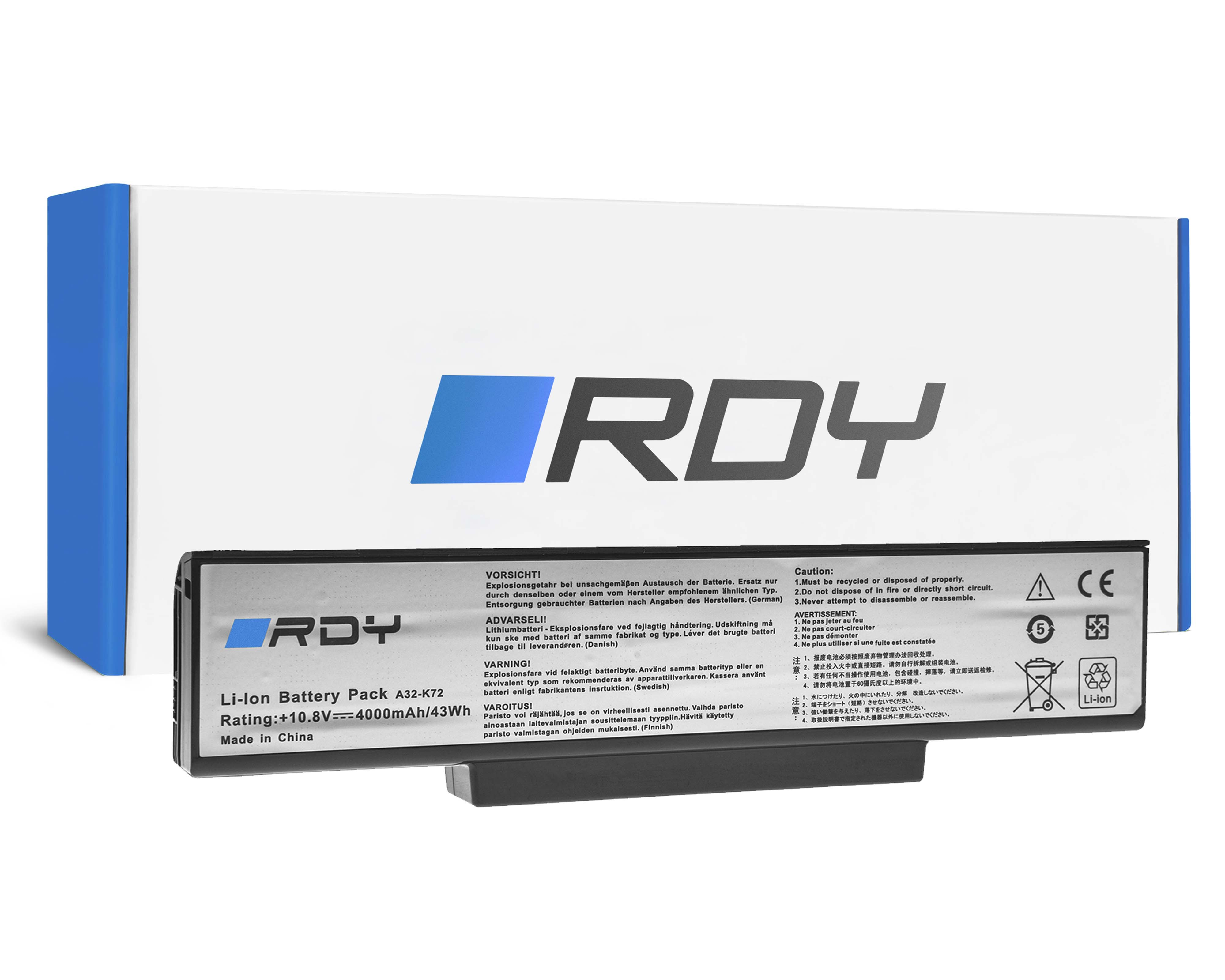 Battery RDY A32-K72 to Asus N71 K72 K72J K72F K73S K73SV N71 N71J