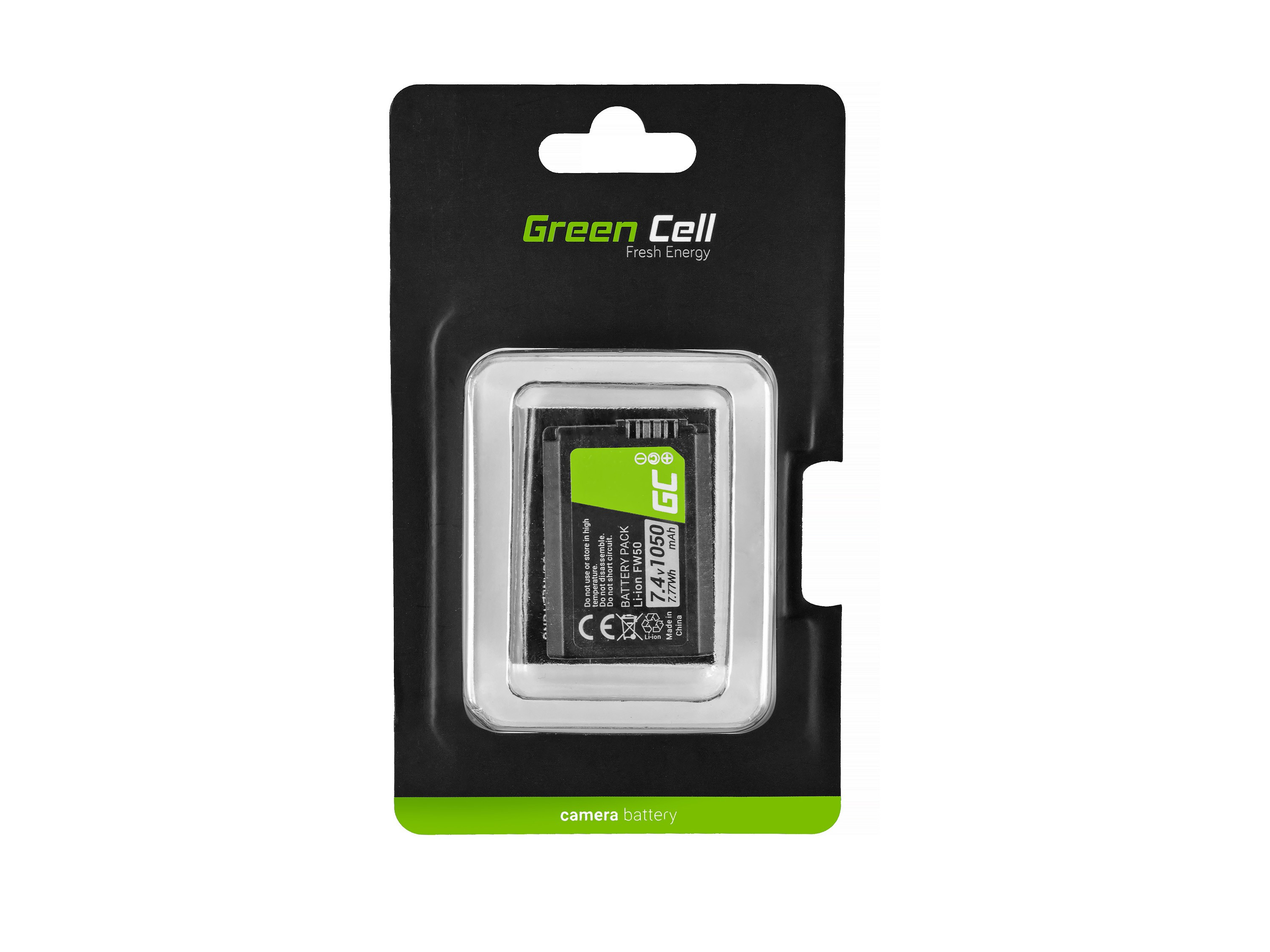 Green Cell FW50 Kamerabatteri för Sony Alpha A7, A7 II, A7R, A7R II, A7S, A7S II, A5000, A5100, A6000, A6300, A6500 7.4V 1050mA