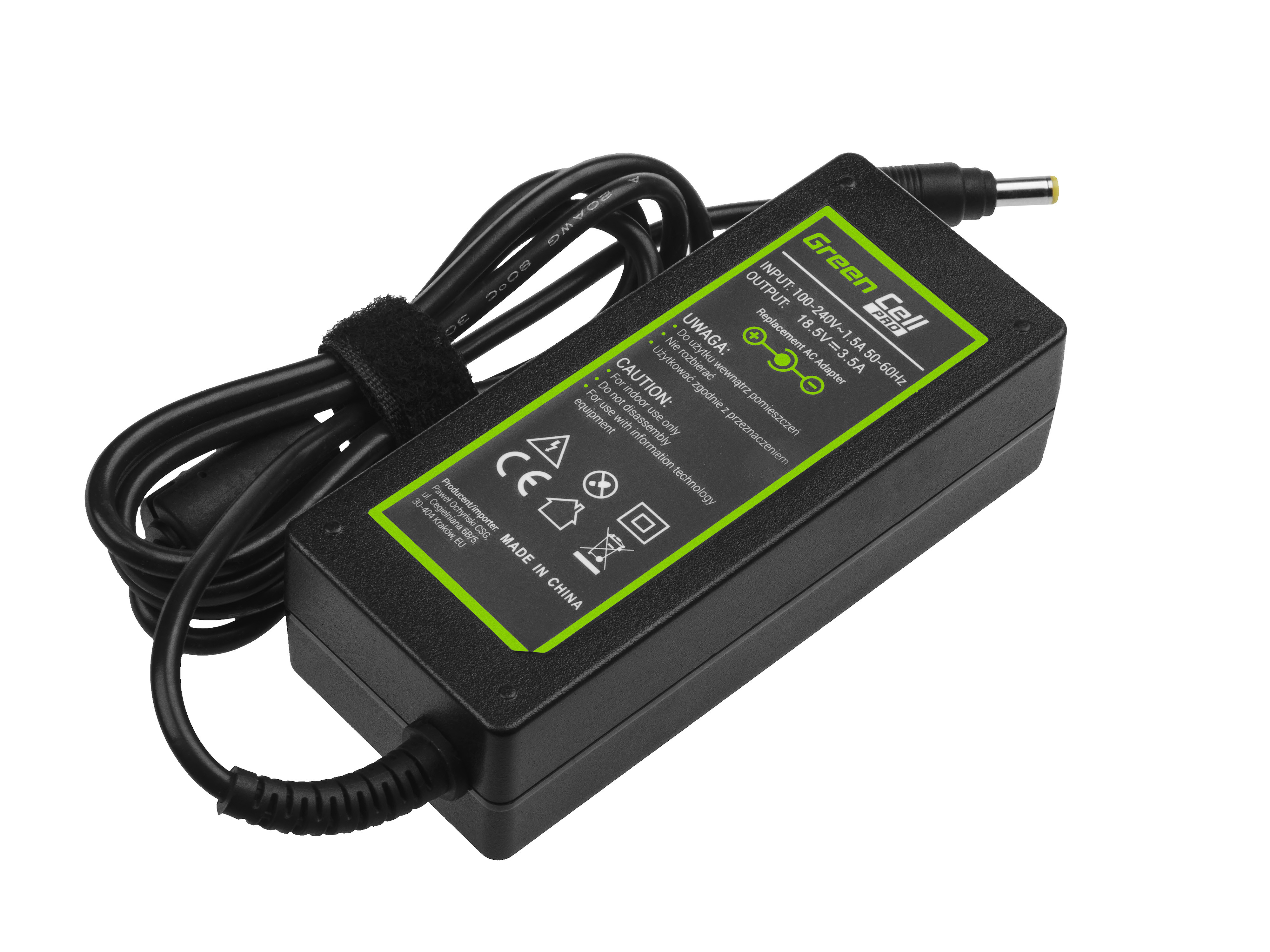 Green Cell laddare nätadapter för HP 65W / 18.5V 3.5A / 4.8mm-1.7mm