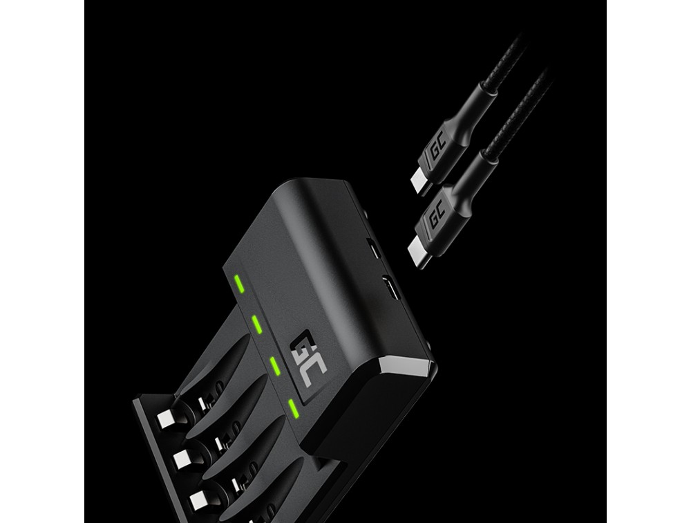 Laddare GC VitalCharger + 4x Batterier AA 2000mAh Ni-MH