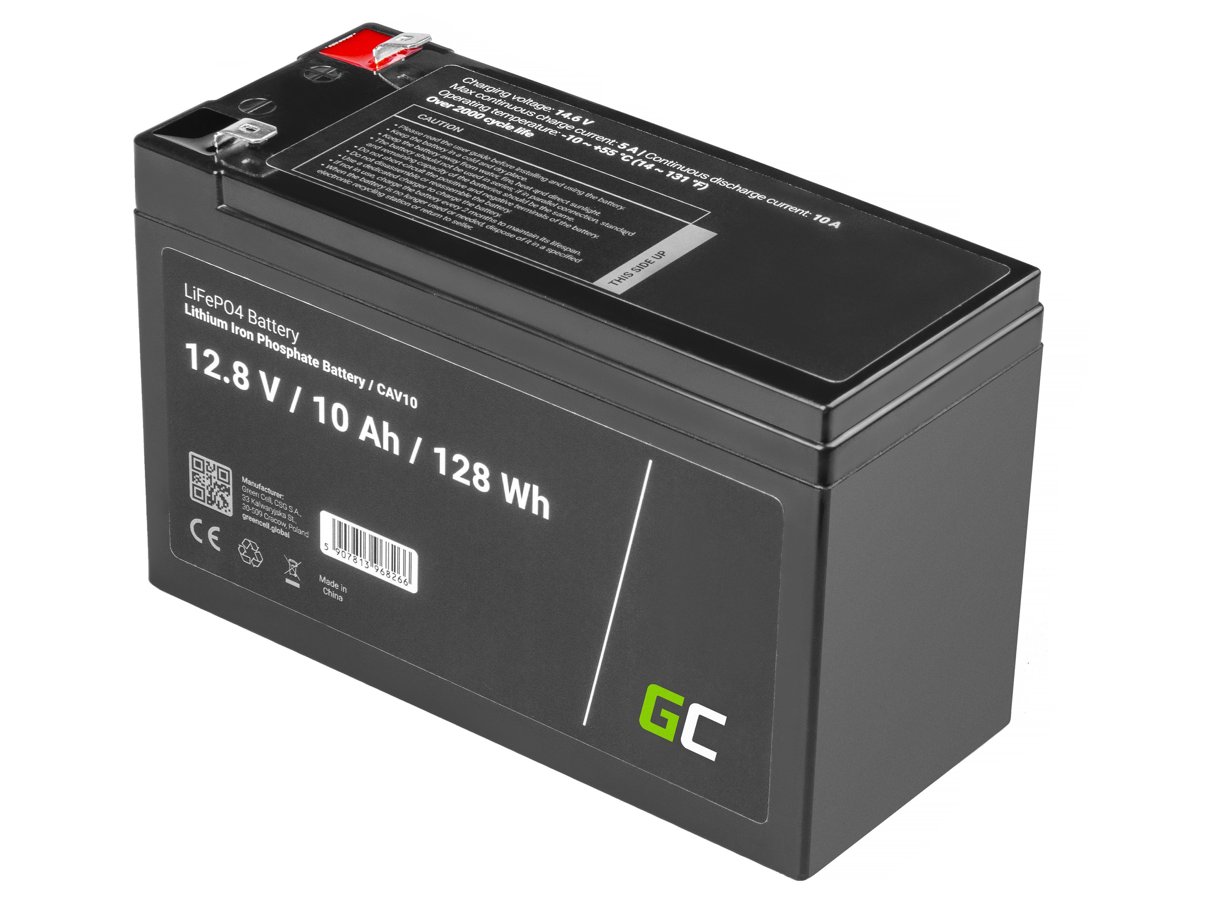 Battery Lithium-iron-phosphate LiFePO4 12V 12.8V 10Ah for photovoltaic system, campers and boats