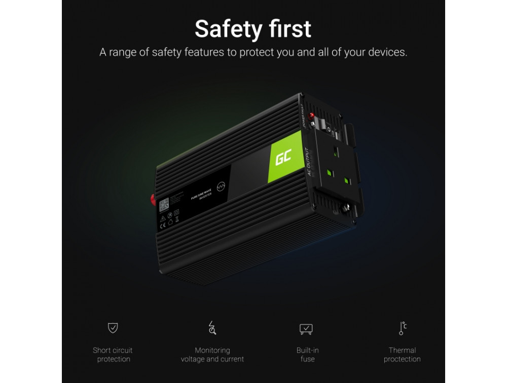 Green Cell Car Power Inverter Converter 24V to 230V 300W/600W with USB with UK PLUG